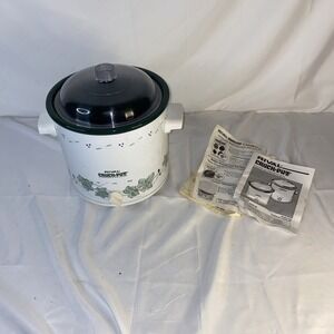 Rival Crock-Pot Vintage Corning Slow Cooker Model 3100 3 1/2 Qt Floral Green
